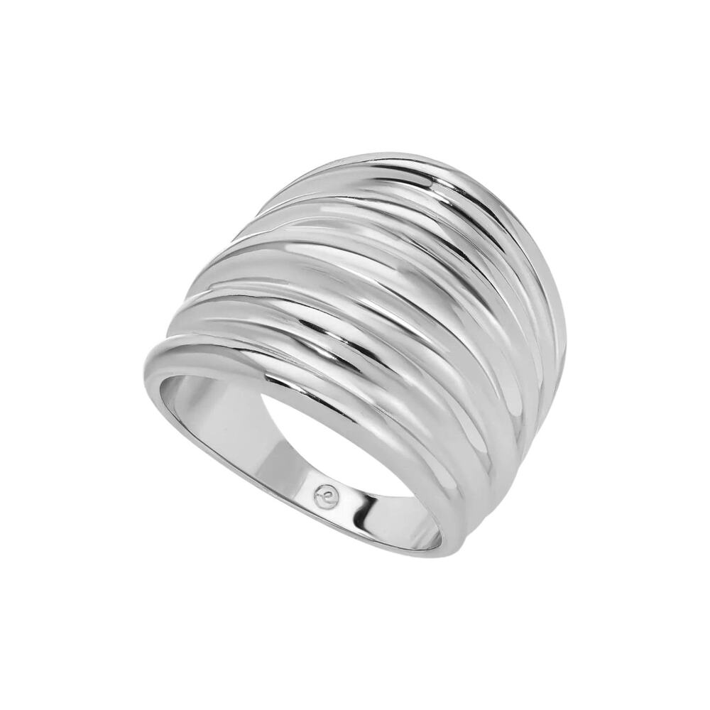 Ettika Silver Tone Stacked Band Ring Womens Chunky Statement